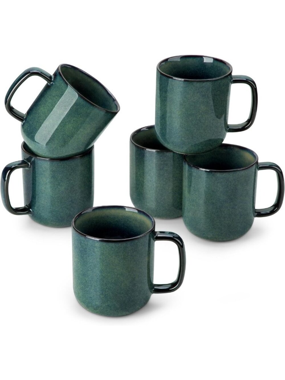 Set of 6 Ceramic Coffee Mugs, 16 oz Stoneware Cups for Hot & Cold Beverages